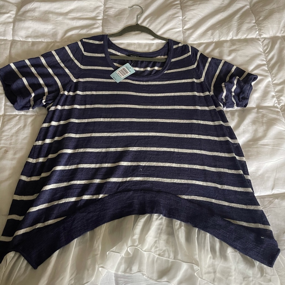 Plus Size Blue and White Blouse